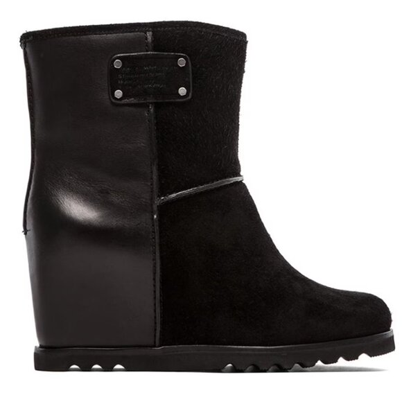 Marc Jacobs Black Suede and Leather Boots Booties Wedge Platform Black - Picture 2 of 12